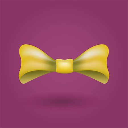 formal party tuxedo - Glamorous vector 3d bow tie. Yellow on violet background. Stock Photo - Budget Royalty-Free & Subscription, Code: 400-07979877