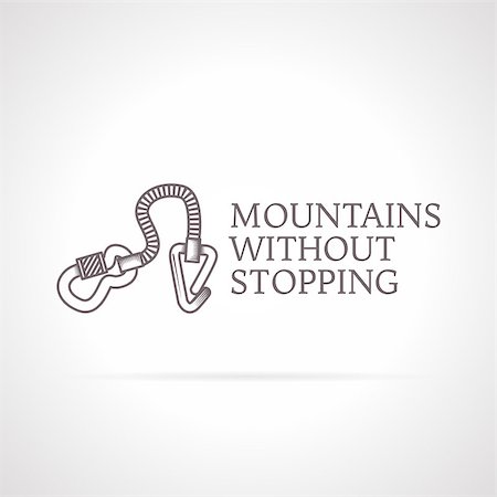 Design elements with gray vintage line style climbing gear icon for alpinism or mountaineering with words Mountains Without Stopping for some business or website on white background. Vector isolated illustration Fotografie stock - Microstock e Abbonamento, Codice: 400-07979946