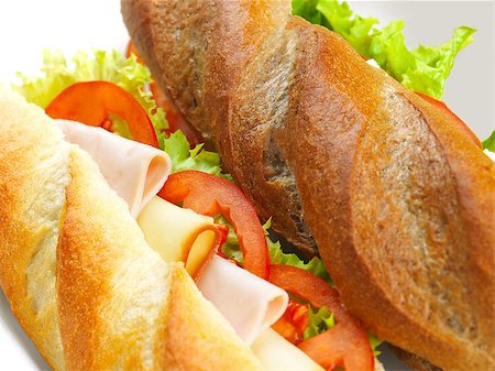 simsearch:400-07179775,k - fresh sandwich close up with vegetables and meat fish isolated on white background Stock Photo - Budget Royalty-Free & Subscription, Code: 400-07971239