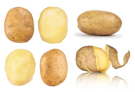 simsearch:400-04351737,k - collection of potatoes peeled, in the peel on an isolated white background Stock Photo - Budget Royalty-Free & Subscription, Code: 400-07971510