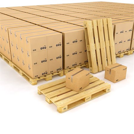 simsearch:400-05730843,k - Cardboard boxes on pallet on white background Stock Photo - Budget Royalty-Free & Subscription, Code: 400-07971539