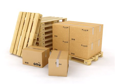 simsearch:400-05738922,k - Cardboard boxes on pallet on white background Stockbilder - Microstock & Abonnement, Bildnummer: 400-07971677