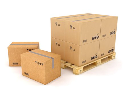 simsearch:400-05730843,k - Cardboard boxes on pallet on white background Stock Photo - Budget Royalty-Free & Subscription, Code: 400-07971678