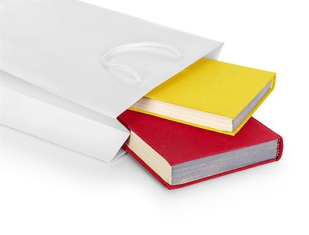 simsearch:400-05248445,k - white gift bag with books on an isolated white background Fotografie stock - Microstock e Abbonamento, Codice: 400-07971818