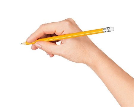 pencils and eraser - woman's hand draws a pencil on white isolation Stock Photo - Budget Royalty-Free & Subscription, Code: 400-07971821