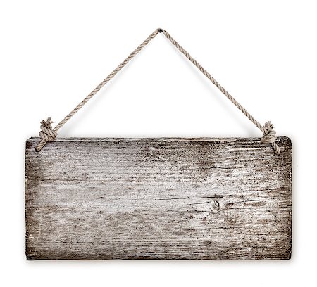 close up of an empty wooden sign hanging on a rope on white background Photographie de stock - Aubaine LD & Abonnement, Code: 400-07971863