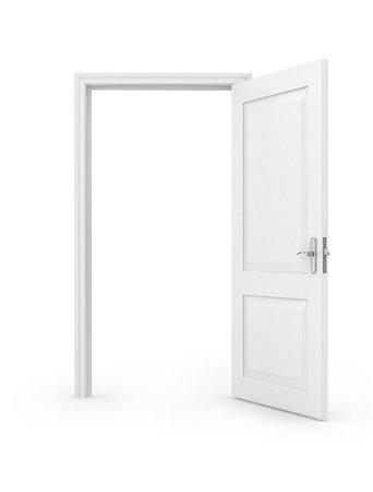 White blank opened door template, isolated on white background. Stock Photo - Budget Royalty-Free & Subscription, Code: 400-07971906