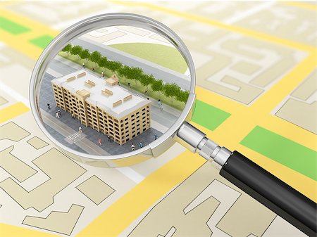 City building in tne magnifier. House search concept. Stock Photo - Budget Royalty-Free & Subscription, Code: 400-07971939