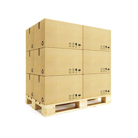 shipping (moving goods) - pallet with cardboard boxes, 3d rendering Foto de stock - Super Valor sin royalties y Suscripción, Código: 400-07971971