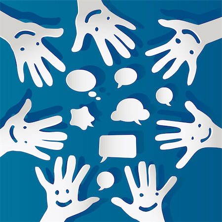 simsearch:400-07898409,k - paper hands with faces and bubbles speech Stock Photo - Budget Royalty-Free & Subscription, Code: 400-07972027