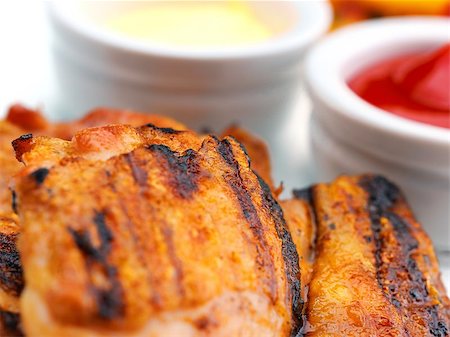 simsearch:400-07293683,k - chicken grill food meat sliced isolated on white background Stockbilder - Microstock & Abonnement, Bildnummer: 400-07972157