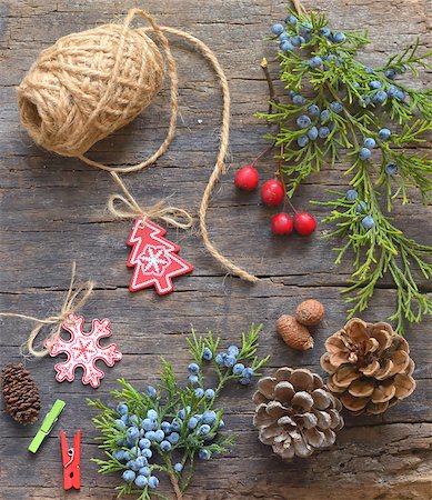 simsearch:400-07246701,k - Christmas Decoration Over Wooden Background. Decorations over Wood. Vintage Stock Photo - Budget Royalty-Free & Subscription, Code: 400-07972367