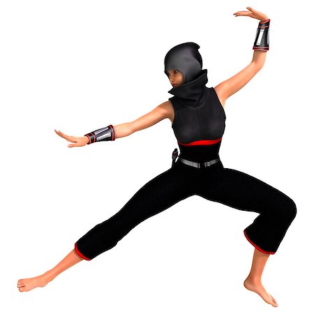 3D digital render of a ninja isolated on white background Stock Photo - Budget Royalty-Free & Subscription, Code: 400-07972382