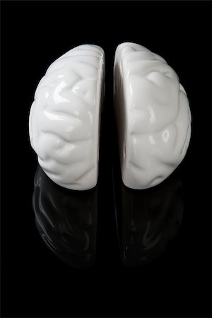 White ceramic brain isolated on black background. Stock Photo - Budget Royalty-Free & Subscription, Code: 400-07973050