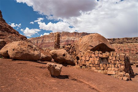 simsearch:400-08793800,k - Native American home in Cliff Dwellers, located in Northern Arizona at Marble Canyon and at the foot of Vermillion Cliffs, is known for its unique shaped boulders and rugged terrain. Stock Photo - Budget Royalty-Free & Subscription, Code: 400-07973096