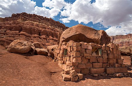 simsearch:400-08793800,k - Native American home in Cliff Dwellers, located in Northern Arizona at Marble Canyon and at the foot of Vermillion Cliffs, is known for its unique shaped boulders and rugged terrain. Stock Photo - Budget Royalty-Free & Subscription, Code: 400-07973098