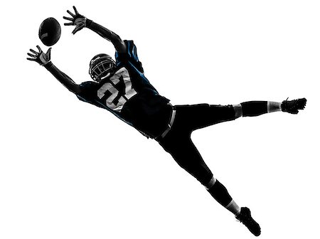 simsearch:400-07973138,k - one  american football player man catching receiving in silhouette studio isolated on white background Stock Photo - Budget Royalty-Free & Subscription, Code: 400-07973118