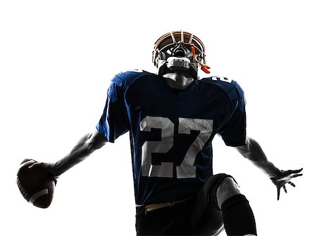 simsearch:400-07973138,k - one  american football player man triumphant in silhouette studio isolated on white background Stock Photo - Budget Royalty-Free & Subscription, Code: 400-07973120