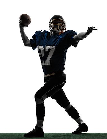 simsearch:400-07973138,k - one  quarterback american throwing football player man in silhouette studio isolated on white background Stock Photo - Budget Royalty-Free & Subscription, Code: 400-07973122