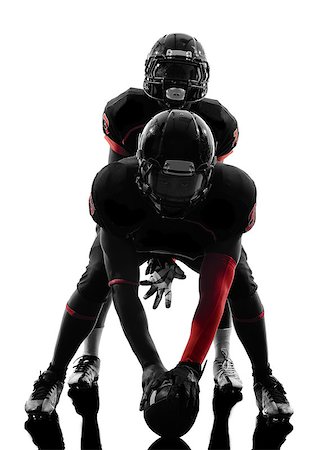 simsearch:400-07973138,k - two american football players on scrimmage in silhouette shadow white background Stock Photo - Budget Royalty-Free & Subscription, Code: 400-07973123