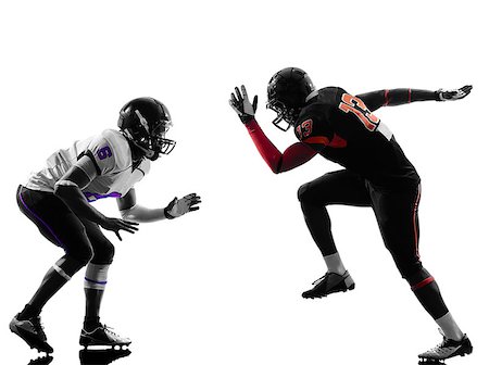 simsearch:400-07973138,k - two american football players on scrimmage in silhouette shadow white background Stock Photo - Budget Royalty-Free & Subscription, Code: 400-07973135