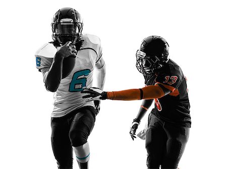 simsearch:400-07973138,k - two american football players running in silhouette shadow on white background Stock Photo - Budget Royalty-Free & Subscription, Code: 400-07973142