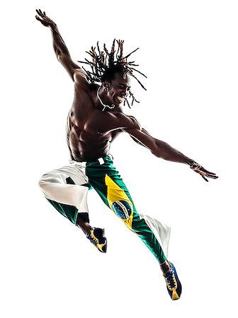 one Brazilian black man dancer dancing jumping on white background Stock Photo - Budget Royalty-Free & Subscription, Code: 400-07973198