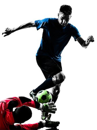 simsearch:400-07973332,k - two  soccer player goalkeeper men competition in silhouette isolated white background Foto de stock - Super Valor sin royalties y Suscripción, Código: 400-07973266