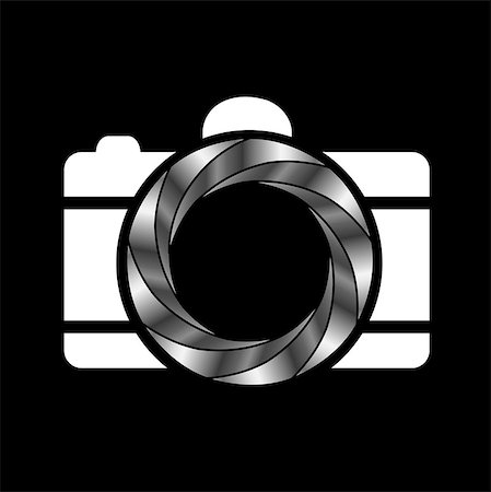 simsearch:400-06770309,k - Camera with silver aperture- photography logo Stockbilder - Microstock & Abonnement, Bildnummer: 400-07973721