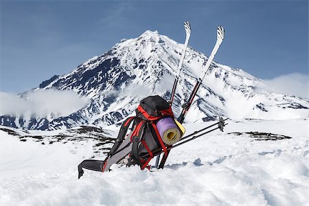 Equipment in the snow on background volcano on Kamchatka Peninsula (Russia). Stock Photo - Budget Royalty-Free & Subscription, Code: 400-07973752