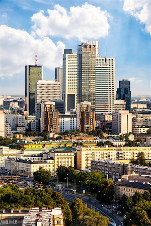 Warsaw business district at afternoon sun. Warsaw, Poland. Stock Photo - Budget Royalty-Free & Subscription, Code: 400-07973814