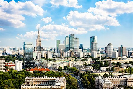 Panorama of Warsaw city center at sunny afternoon. Stock Photo - Budget Royalty-Free & Subscription, Code: 400-07973811