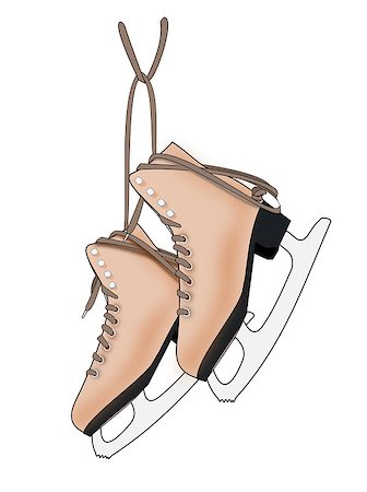 simsearch:400-04319654,k - Illustration of a a pair of brown ice skates on a white background. Stockbilder - Microstock & Abonnement, Bildnummer: 400-07973955