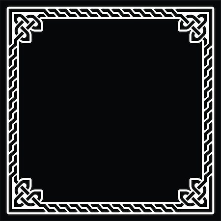 simsearch:400-04788857,k - Irish, Celtic black square pattern isolated on black background Foto de stock - Super Valor sin royalties y Suscripción, Código: 400-07984055