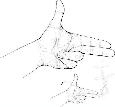 sharpner (artist) - Hand with two fingers like gun posed simulates shot Stockbilder - Microstock & Abonnement, Bildnummer: 400-07984057