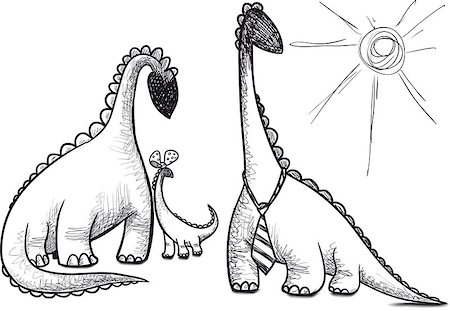 sharpner (artist) - dinosaur family dad mom and baby for walk. sketch Stockbilder - Microstock & Abonnement, Bildnummer: 400-07984060