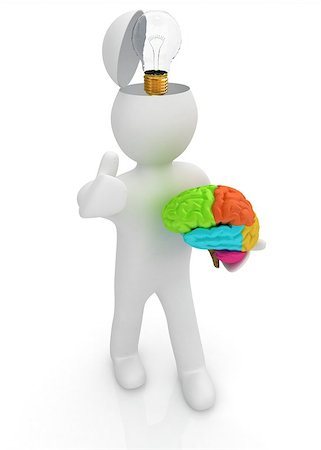 simsearch:400-07984242,k - 3d people - man with half head, brain and trumb up. Idea concept Stock Photo - Budget Royalty-Free & Subscription, Code: 400-07984255