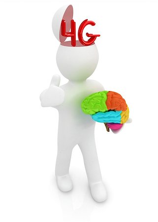 simsearch:400-07984242,k - 3d people - man with half head, brain and trumb up. 4g modern internet network Stock Photo - Budget Royalty-Free & Subscription, Code: 400-07984250