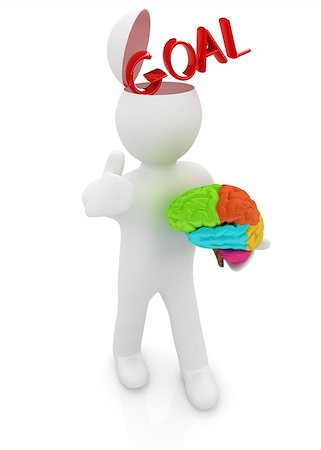 simsearch:400-07984242,k - 3d people - man with half head, brain and trumb up. Goal concept Stock Photo - Budget Royalty-Free & Subscription, Code: 400-07984253