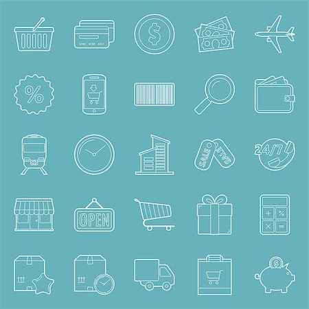 simsearch:400-04602670,k - Sales and shopping thin lines icons set graphic illustration Photographie de stock - Aubaine LD & Abonnement, Code: 400-07984357