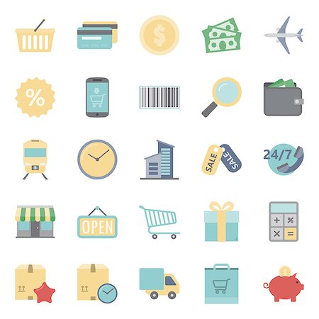 simsearch:400-08413489,k - Sales and shopping flat icons set graphic illustration Stock Photo - Budget Royalty-Free & Subscription, Code: 400-07984358