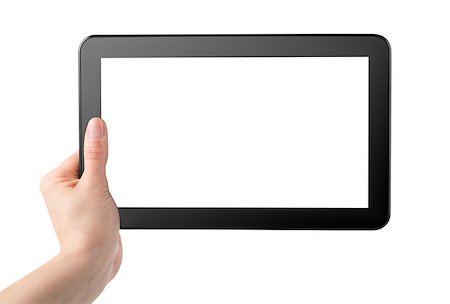 simsearch:400-06921233,k - Tablet computer in hand isolated on white Stock Photo - Budget Royalty-Free & Subscription, Code: 400-07984382