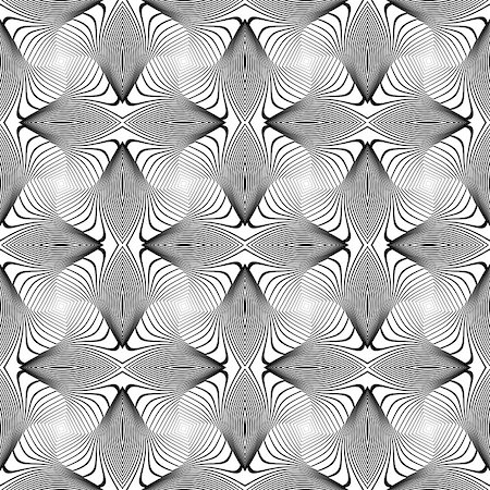 simsearch:400-07676348,k - Design seamless monochrome whirl lines background. Abstract striped distortion pattern. Vector art. No gradient Stock Photo - Budget Royalty-Free & Subscription, Code: 400-07984424