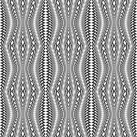 simsearch:400-07990307,k - Design seamless monochrome stripy pattern. Abstract warped textured background. Vector art Foto de stock - Super Valor sin royalties y Suscripción, Código: 400-07984444