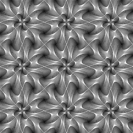 simsearch:400-07830300,k - Design seamless twirl movement striped geometric pattern. Abstract monochrome waving lines background. Vector art. No gradient Stockbilder - Microstock & Abonnement, Bildnummer: 400-07984443