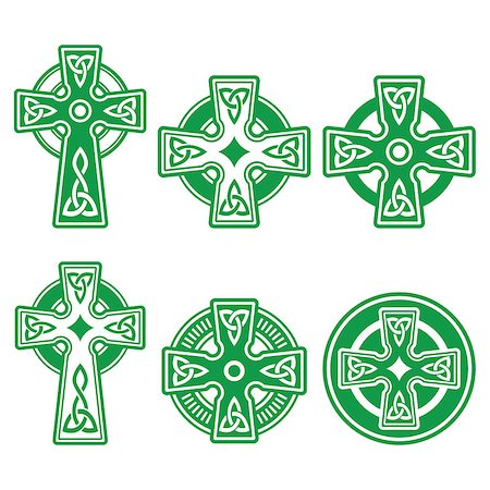 simsearch:400-04788857,k - Celtic crosses white pattern set isolated on white Foto de stock - Super Valor sin royalties y Suscripción, Código: 400-07984518