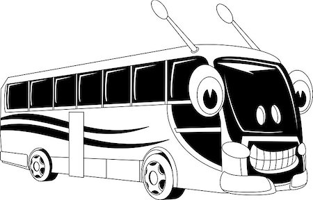 Black and white illustration of a cartoon car Fotografie stock - Microstock e Abbonamento, Codice: 400-07984583