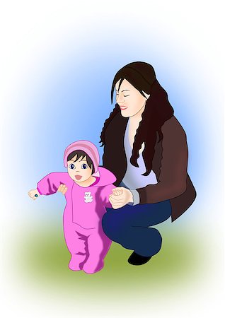 simsearch:400-06517383,k - A young woman with a little baby girl. Fotografie stock - Microstock e Abbonamento, Codice: 400-07984594