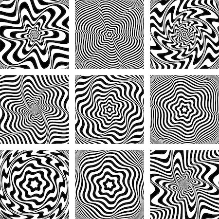simsearch:400-07986691,k - Torsion movement illusion. Op art patterns set. Vector art. Fotografie stock - Microstock e Abbonamento, Codice: 400-07984862