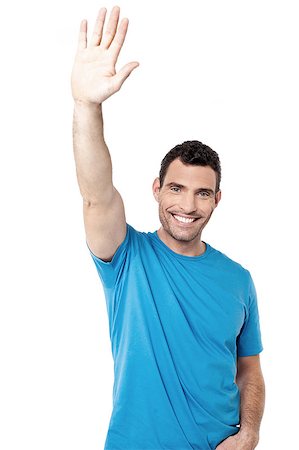 Handsome middle aged man waving hand over white Stock Photo - Budget Royalty-Free & Subscription, Code: 400-07984980